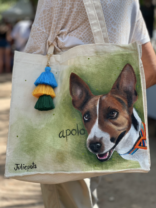 Bolsa personalizada con retrato de tu perro pintado a mano | Regalo