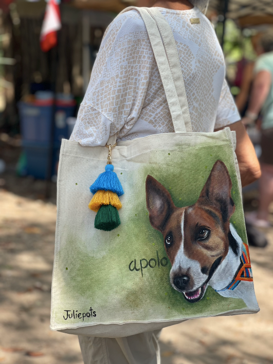 Bolsa personalizada con retrato de tu perro pintado a mano | Regalo