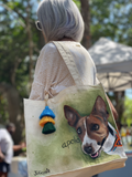 bolsa pintada a mano con el retrato de tu perro.