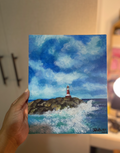 puerto aventuras pintado a mano por la artista mexicana juliepots, acrílico y oléo pieza única