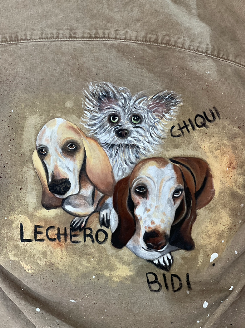 retrato de tres perritos pintado a mano por juliepots