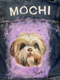 Chamarra de mezclilla azul con retrato de perro pintado a mano, regalo personalizado